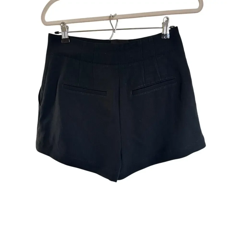 A.L.C. Women's Black Garcia High-Waist Pleated Dress Shorts Size 8